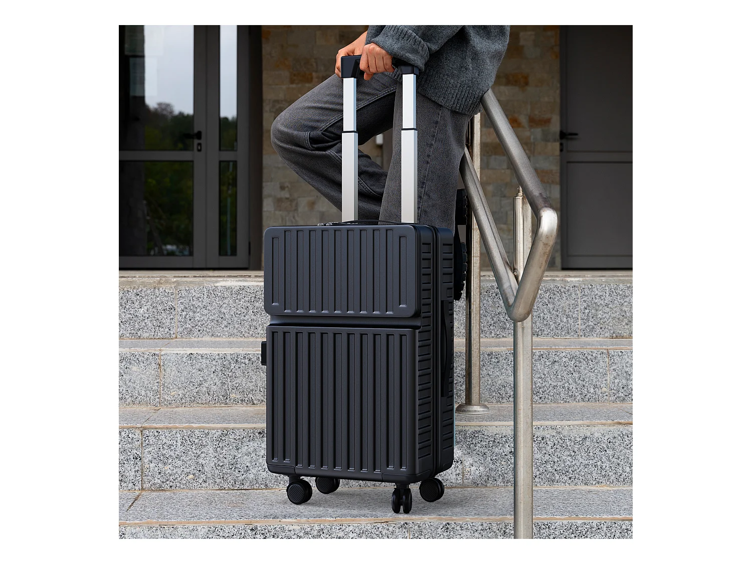 Zwarte ABS-kofferset – 2 stuks (20"/24") met 360° wielen en TSA-slot