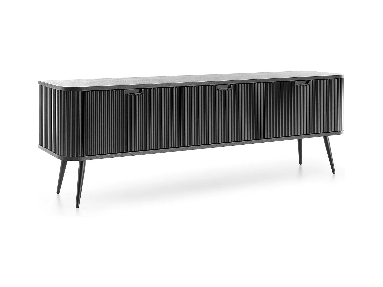 3-türiger TV-Schrank mit schwarzen Metallfüßen 168x56 cm
