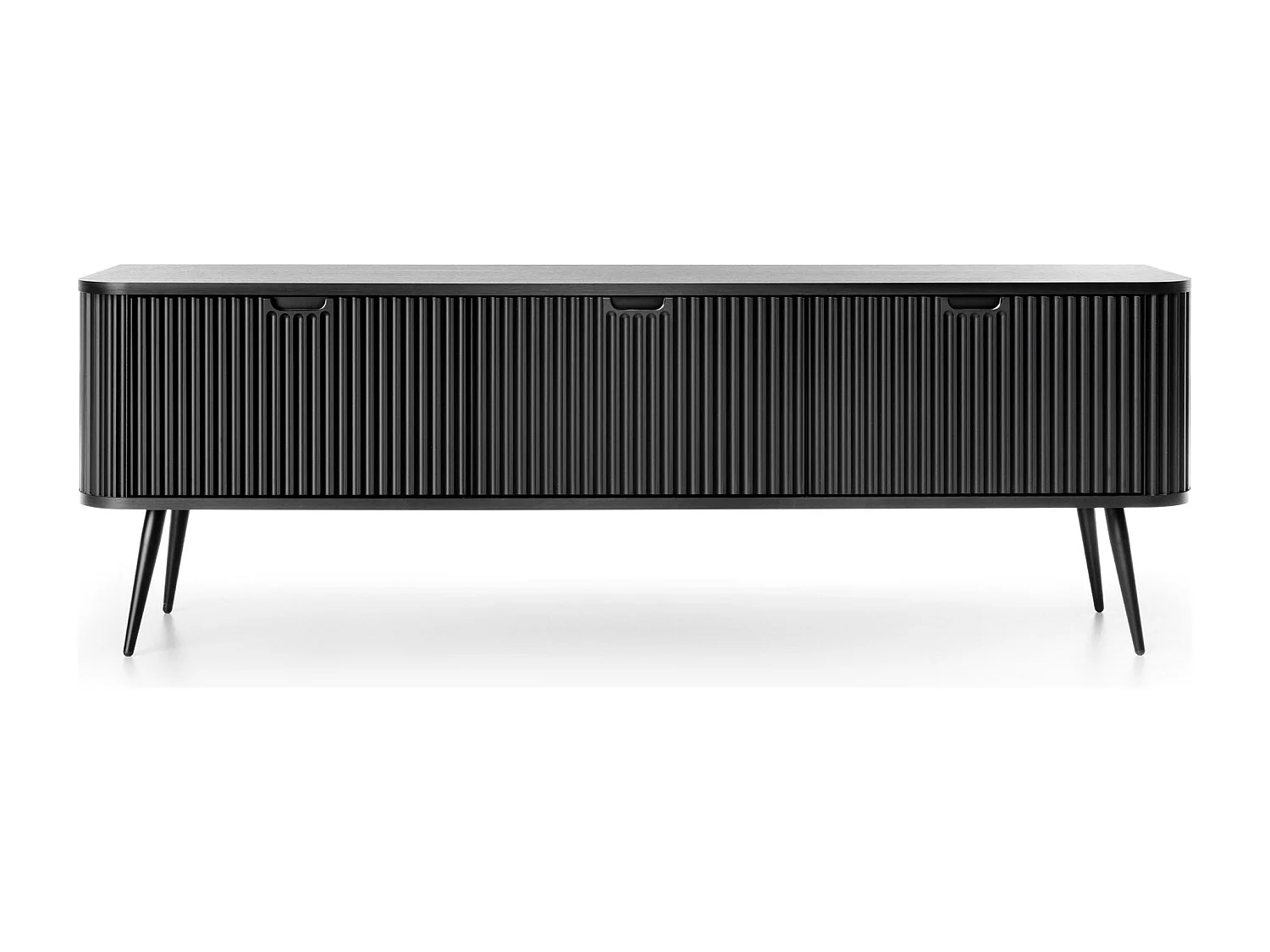 Meuble TV 3 portes avec pieds en métal noir 168x56 cm