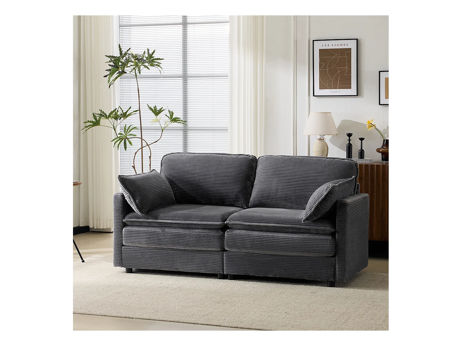 Sofá moderno de 2 lugares, design minimalista, confortável e espaçoso, para sala e quarto