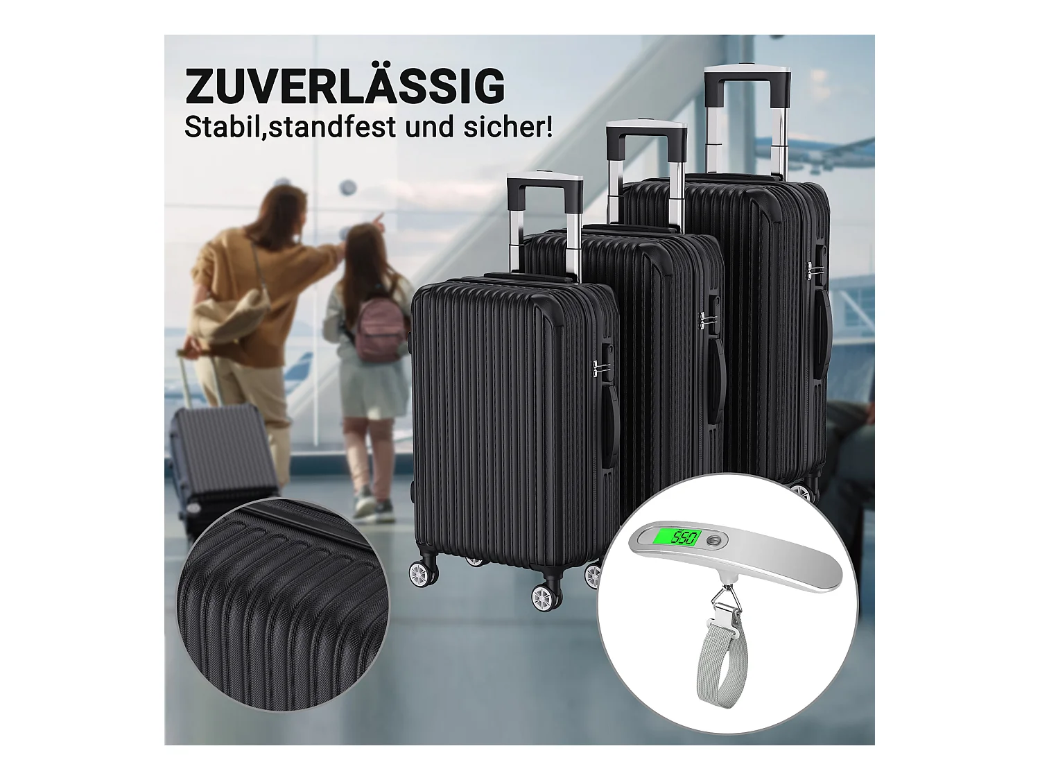 Ensemble de bagages empilables avec roues 360° et poignée rétractable – 3 tailles (M/L/XL) + balance numérique offerte