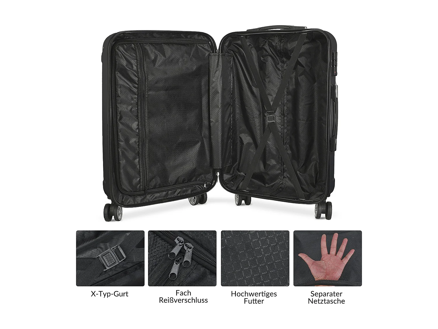 Ensemble de bagages empilables avec roues 360° et poignée rétractable – 3 tailles (M/L/XL) + balance numérique offerte