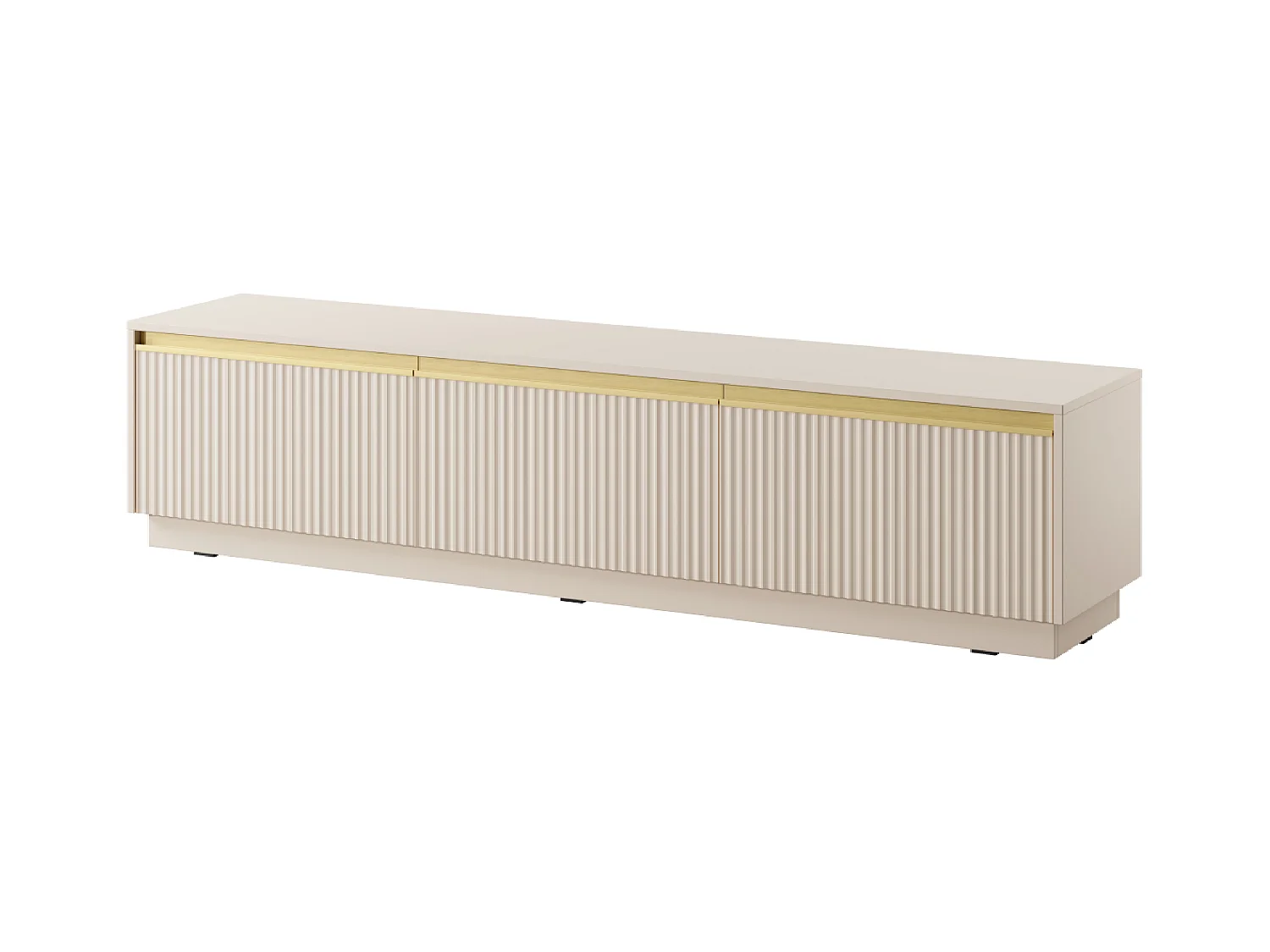 Meuble TV 3 portes en bois stratifié beige 180x42 cm