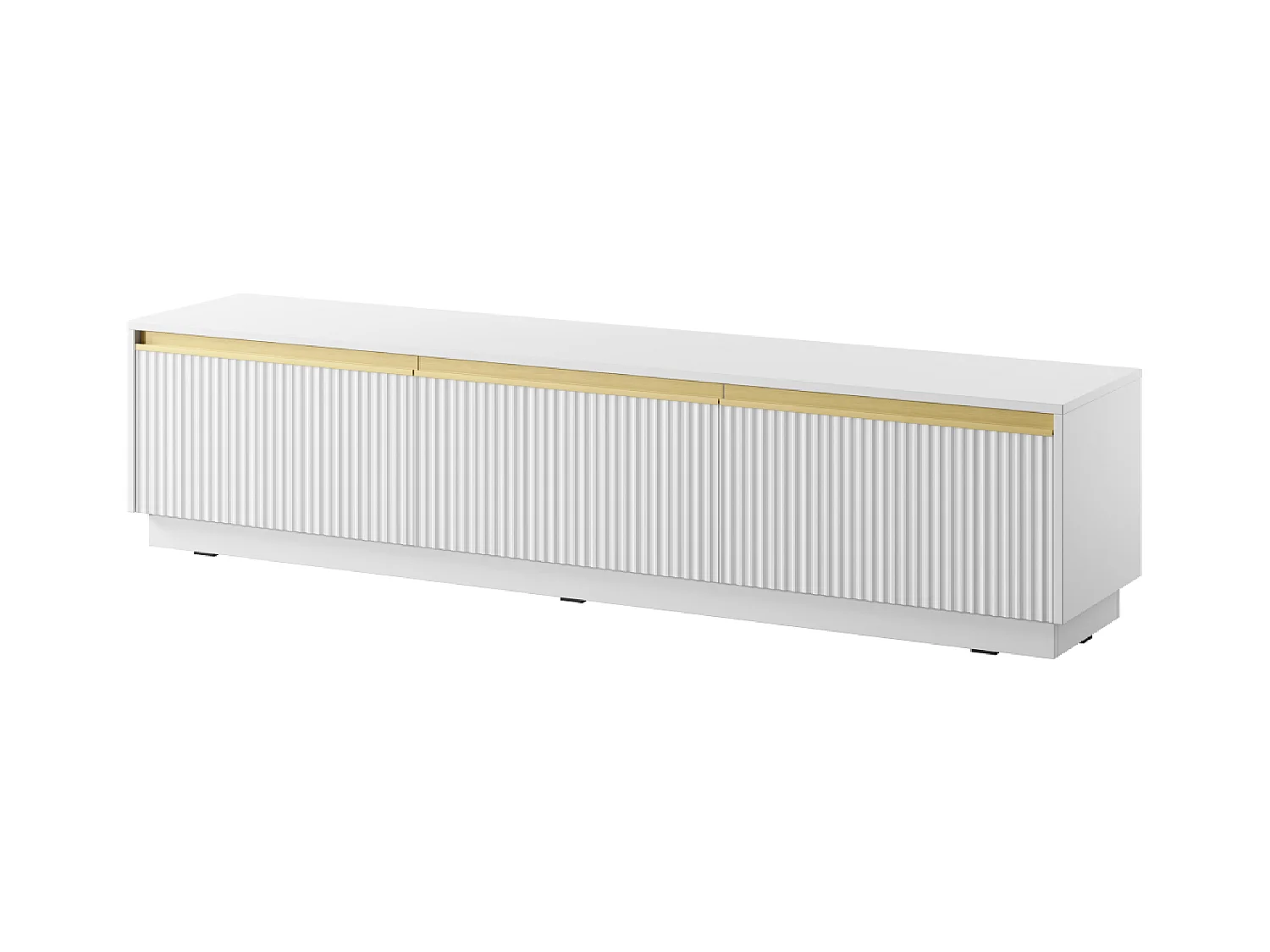 Meuble TV 3 portes en bois stratifié blanc 180x42 cm