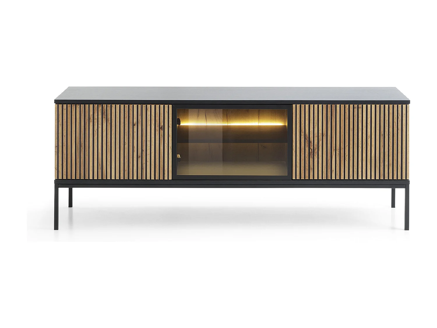 2-deurs tv met ingebouwde LED Zwart-wit 154x56 cm