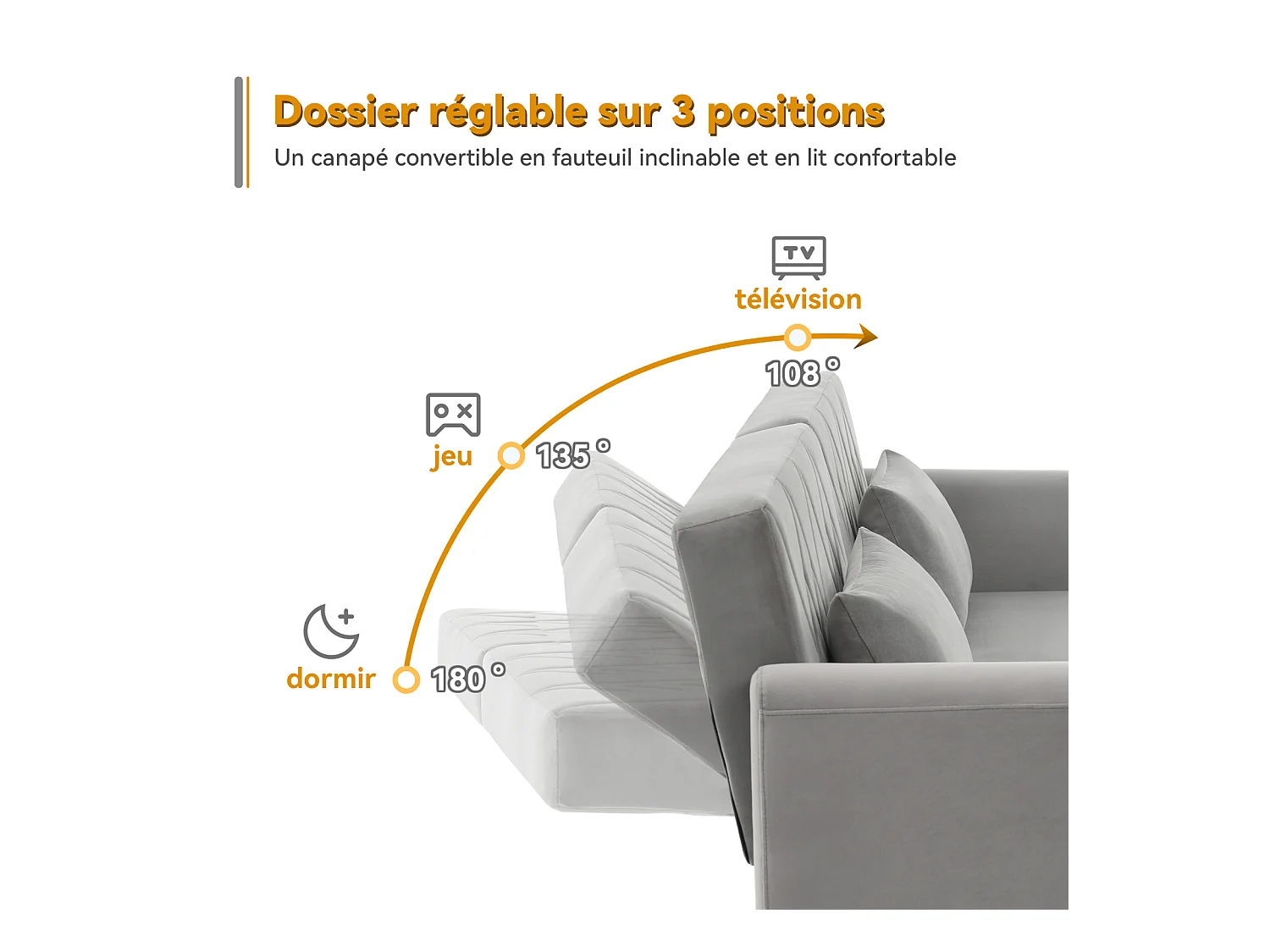 Canapé-lit deux places en velours, pliable et compact. Idéal comme lit d'appoint pour les petits espaces, salons, chambres ou home cinéma.