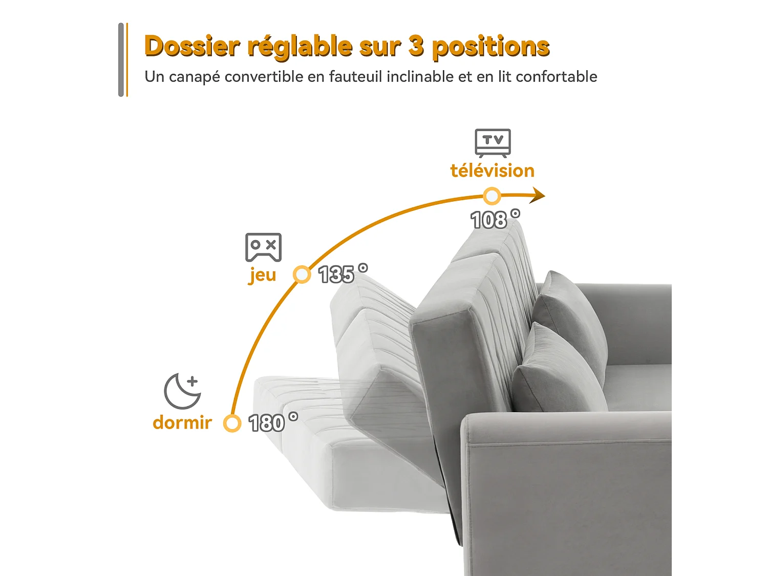 Canapé-lit deux places en velours, pliable et compact. Idéal comme lit d'appoint pour les petits espaces, salons, chambres ou home cinéma.