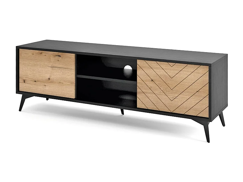 TV-Ständer aus laminiertem Holz mit 2 Türen und 2 Böden, 154 x 50 cm