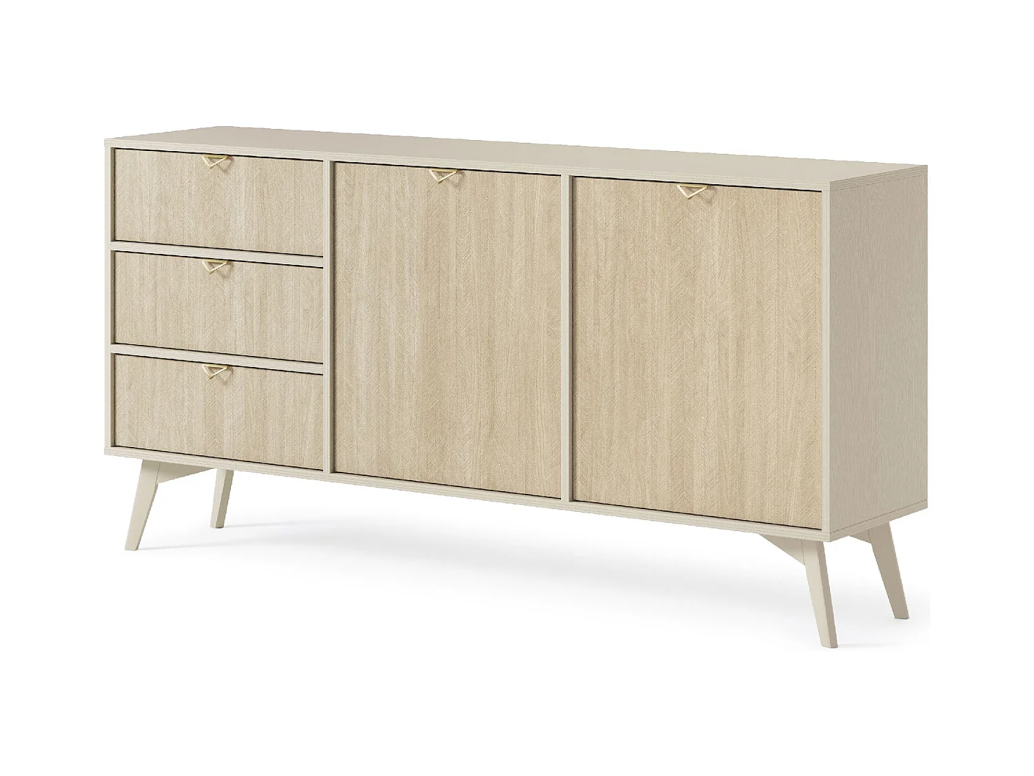 Buffet en bois stratifié 2 portes et 3 tiroirs, 158x80 cm