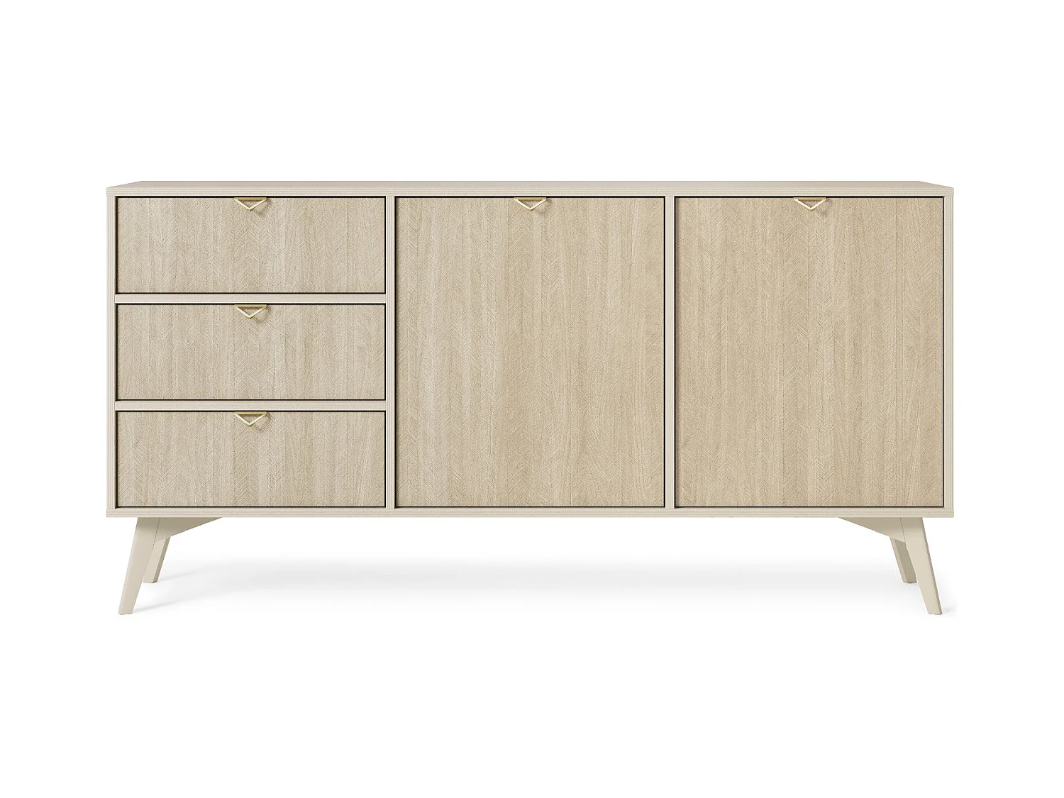 Buffet en bois stratifié 2 portes et 3 tiroirs, 158x80 cm