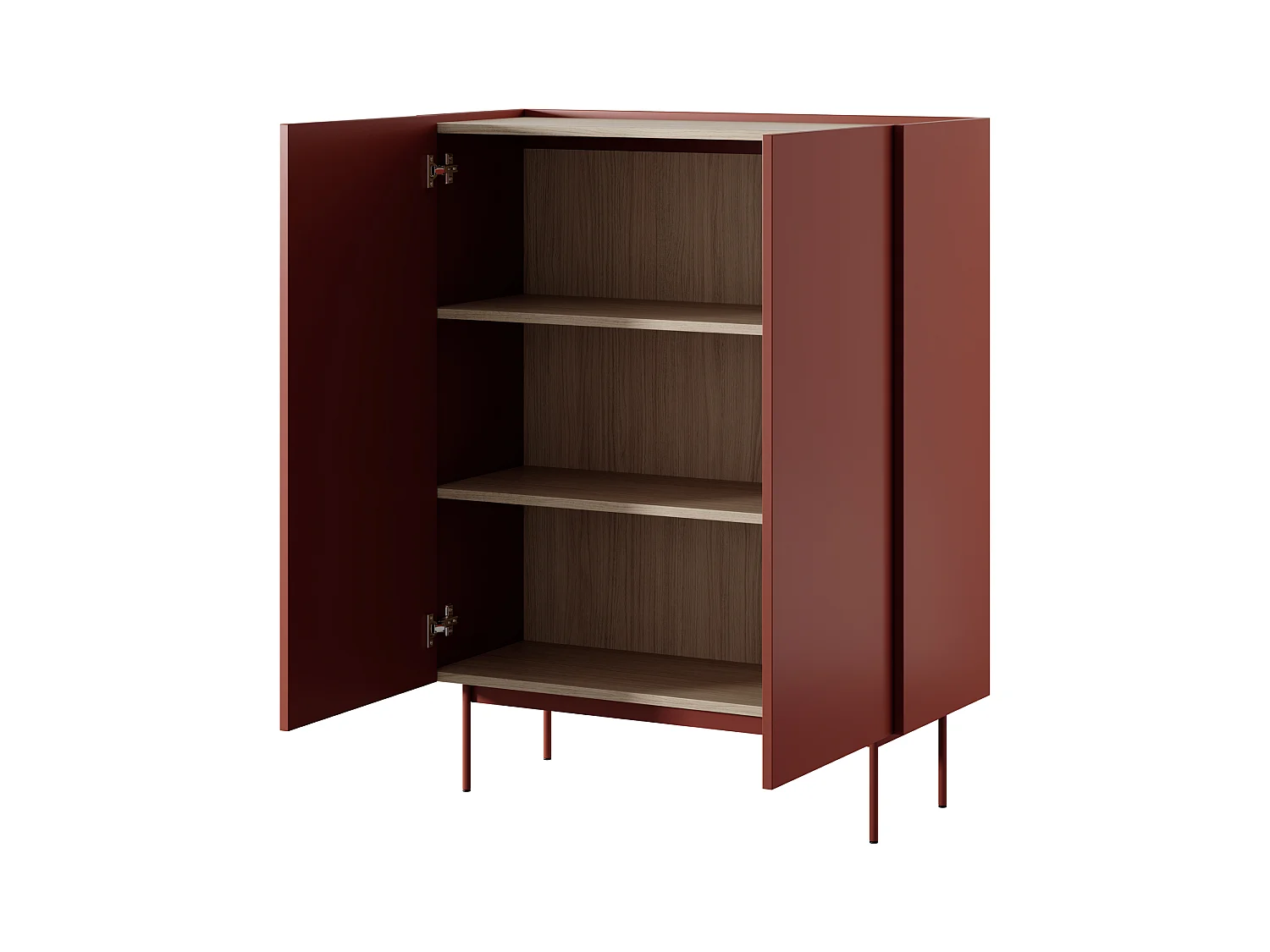 Buffet 2 deuren en houten lamellen 97x122 cm