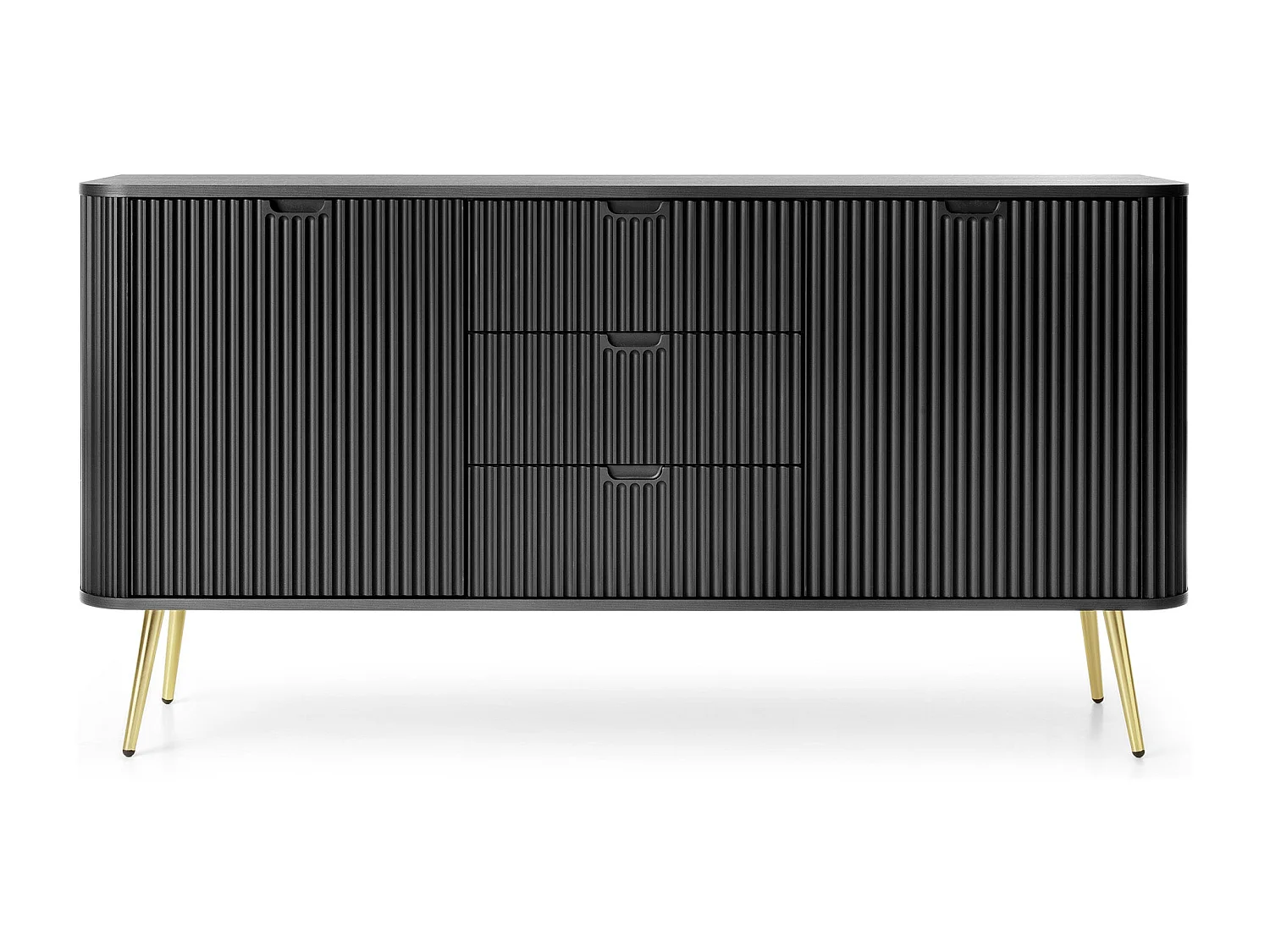 Buffet 2 portes, 3 tiroirs avec pieds en métal doré, 168x87 cm