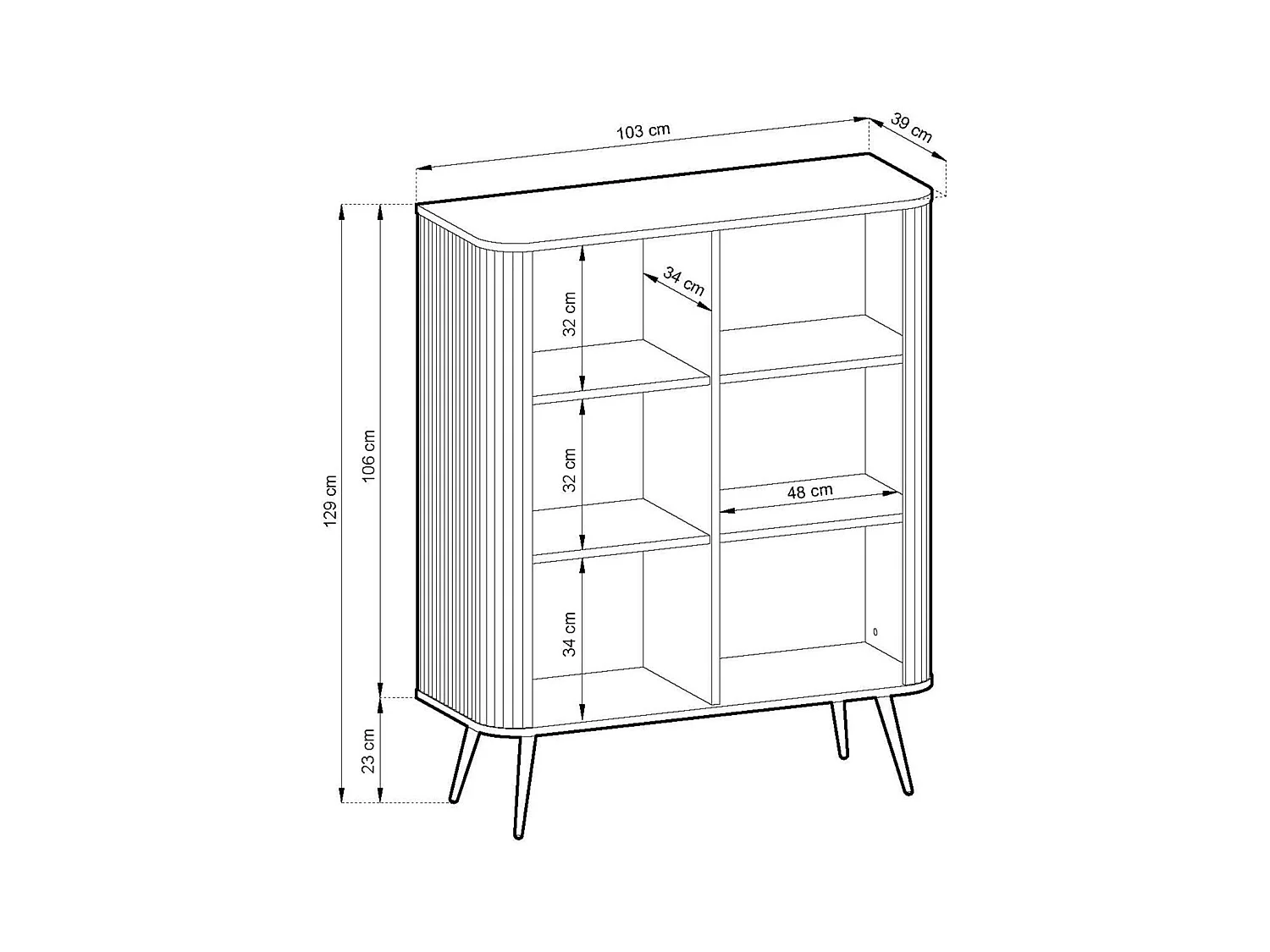 Buffet 2 portes avec pied en métal doré 129x103 cm