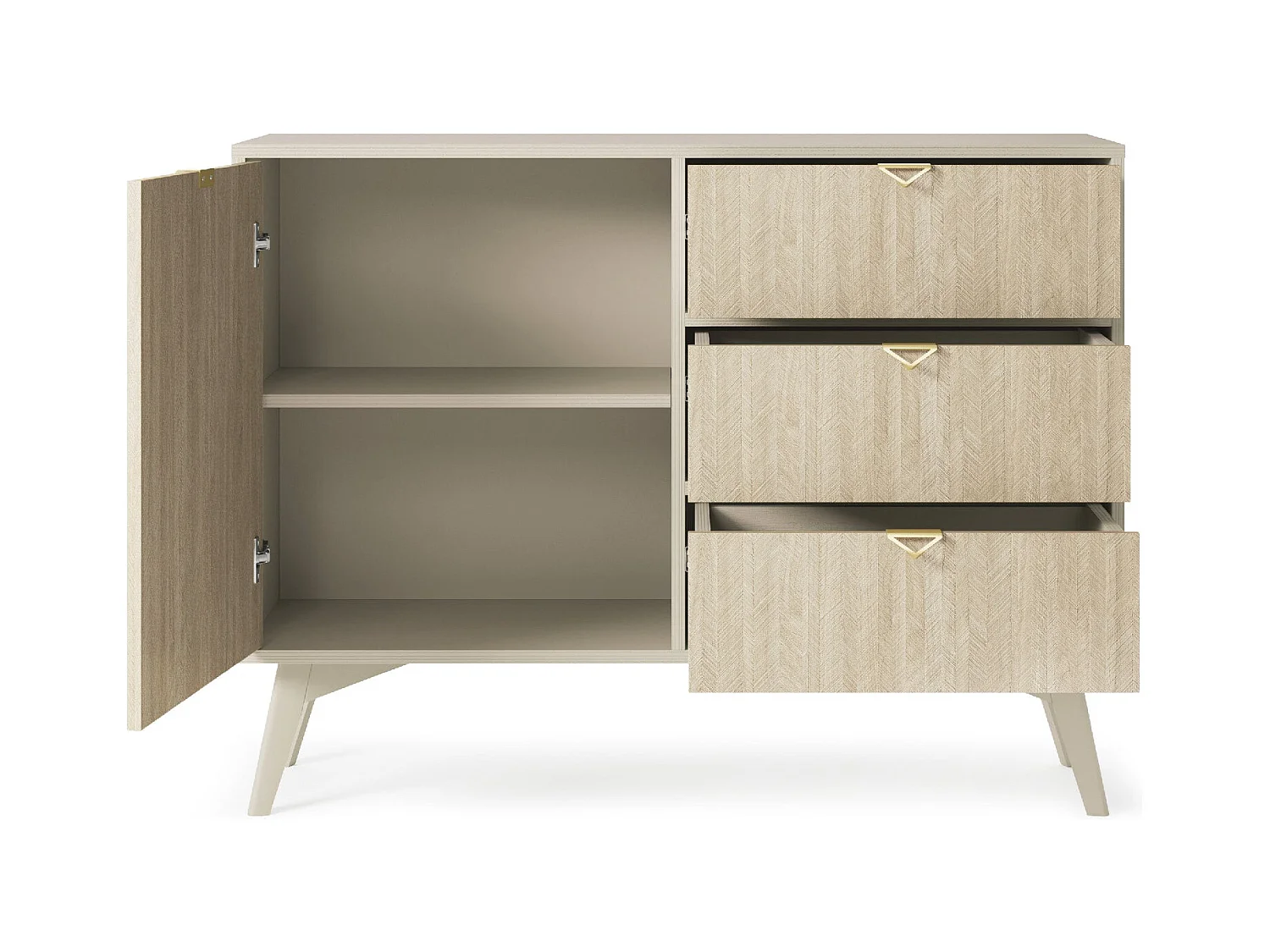 Buffet 1 porte et 3 tiroirs en bois lamellé 106x80 cm