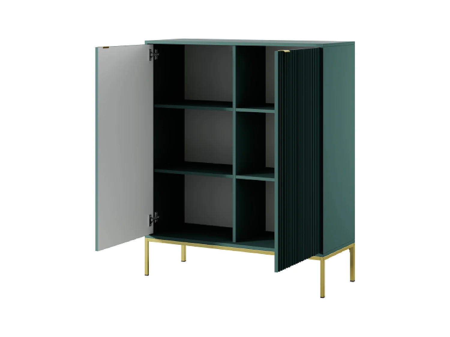 Buffet 2 portes avec pieds en métal doré 104x125 cm