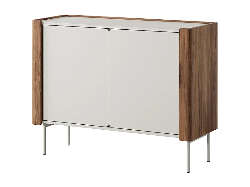 Buffet 2 portes en bois stratifié noyer et cachemire 105x82 cm