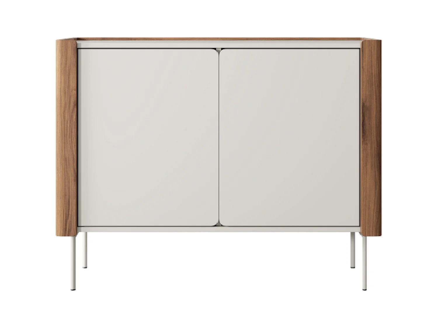 Buffet 2 portes en bois stratifié noyer et cachemire 105x82 cm