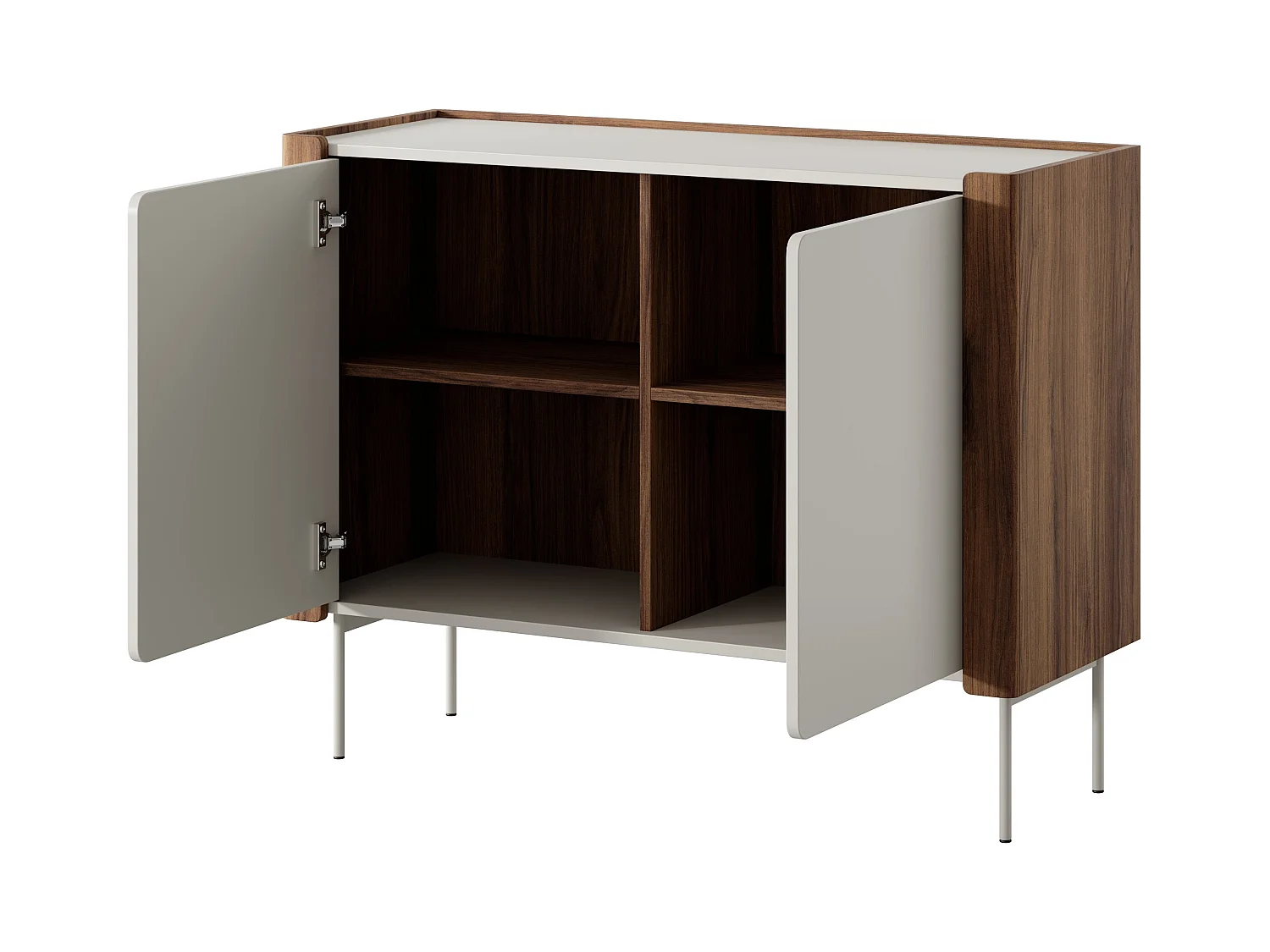 Buffet 2 portes en bois stratifié noyer et cachemire 105x82 cm