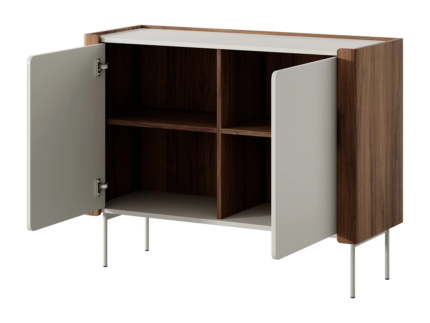 2-türiges Sideboard aus Walnuss- und Kaschmirlaminatholz 105x82 cm