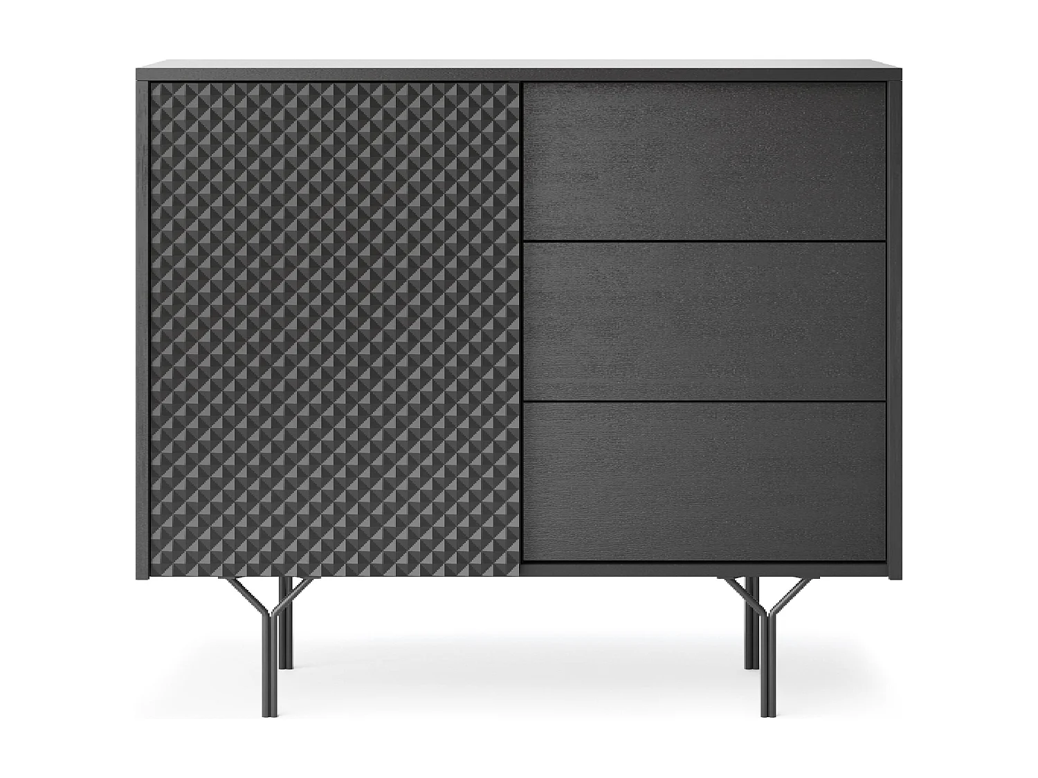 Aparador de madera laminada con 3 cajones y 1 puerta, 97x83 cm