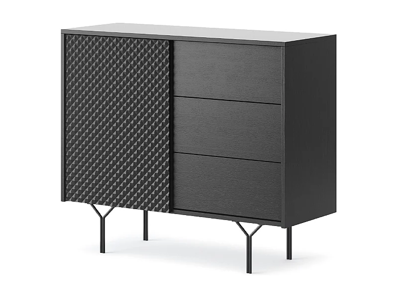 Credenza 3 cassetti 1 anta in legno laminato 97x83 cm
