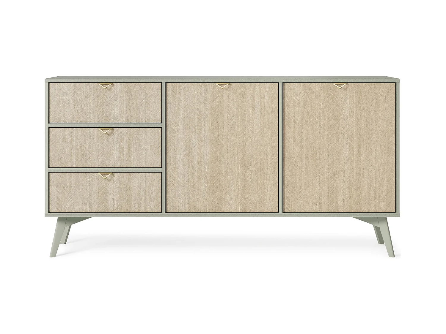 Buffet en bois stratifié 2 portes et 3 tiroirs, 158x80 cm