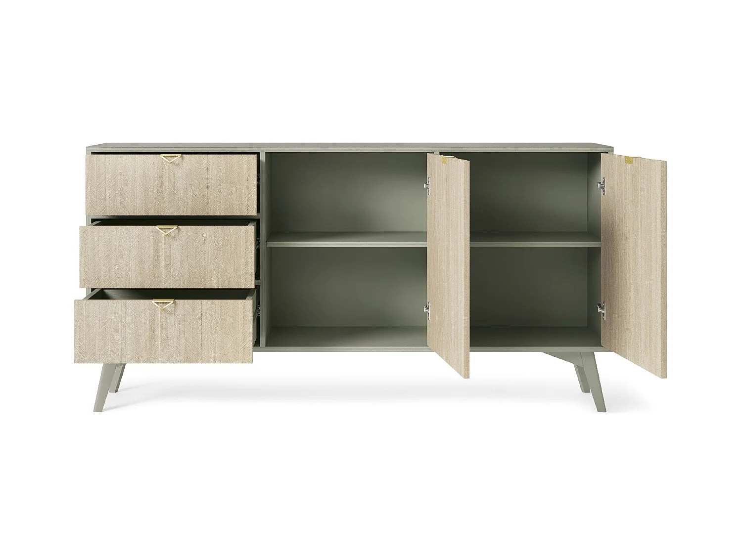 Buffet en bois stratifié 2 portes et 3 tiroirs, 158x80 cm