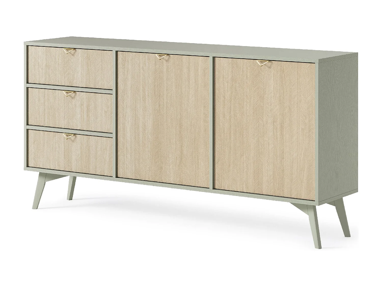 Buffetkast in hout gelaagd 2 deuren en 3 laden, 158x80 cm