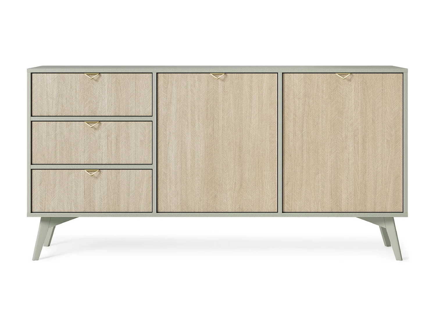 Buffetkast in hout gelaagd 2 deuren en 3 laden, 158x80 cm