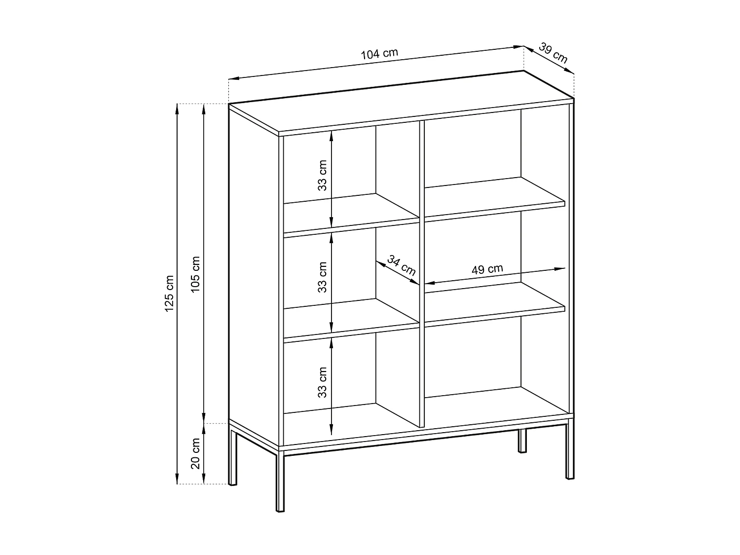 Credenza 2 ante con piedi in metallo oro 104x125 cm