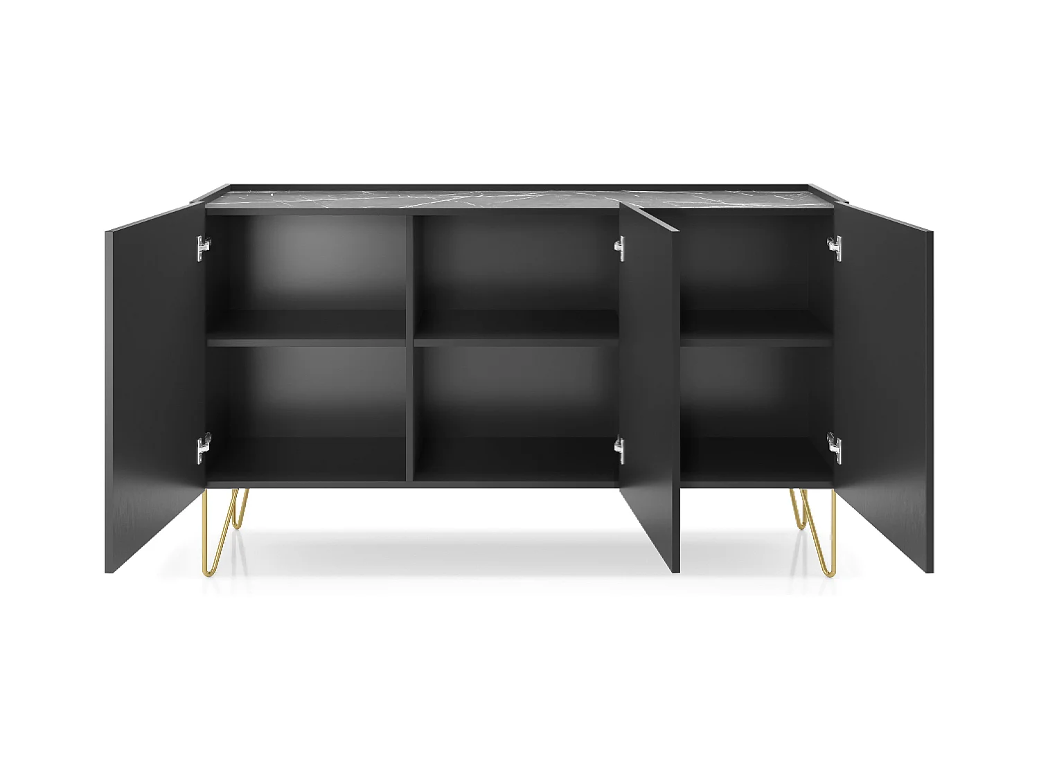 Aparador de 3 puertas con tapa efecto mármol 144x83 cm