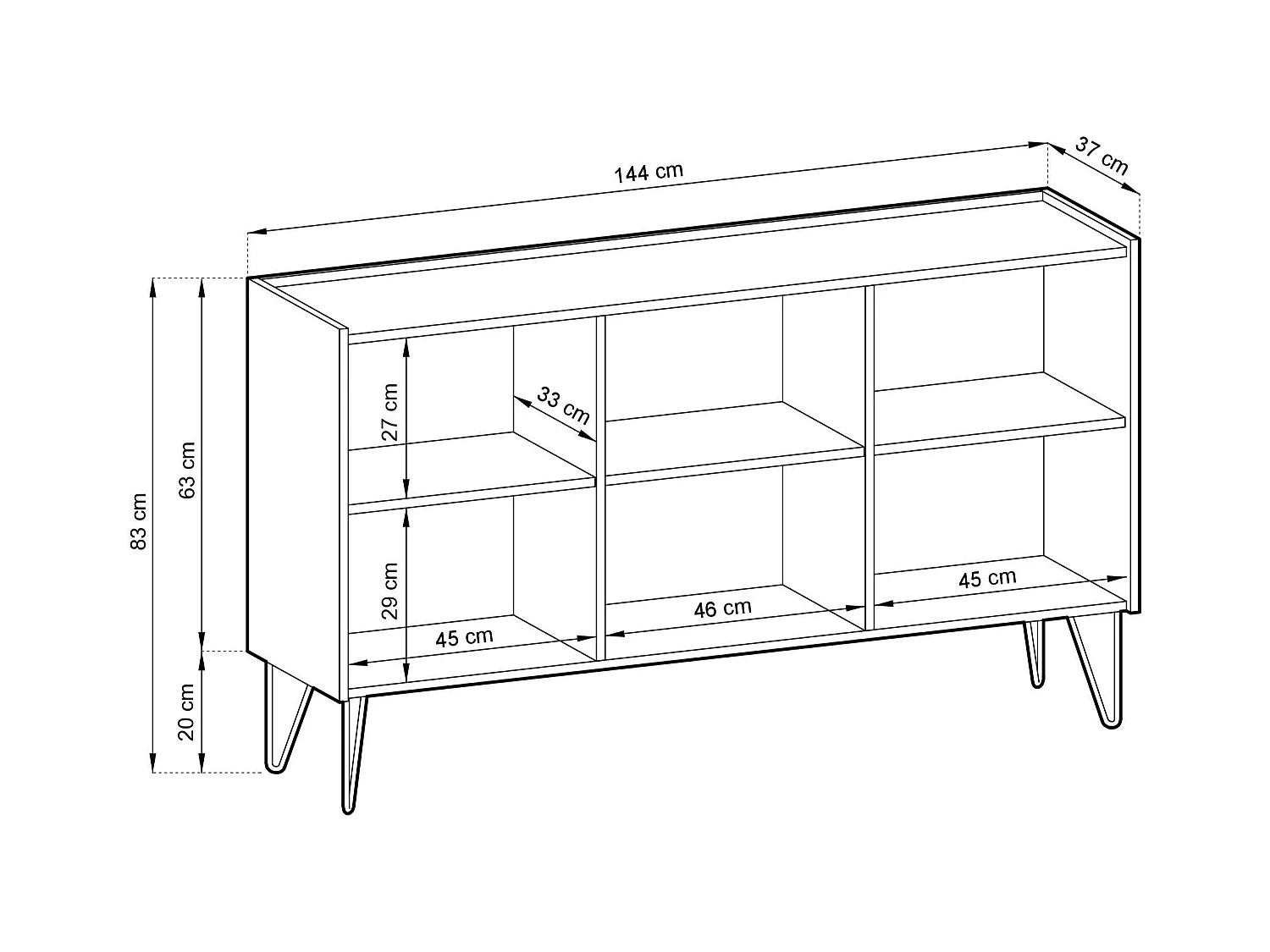 Aparador de 3 puertas con tapa efecto mármol 144x83 cm