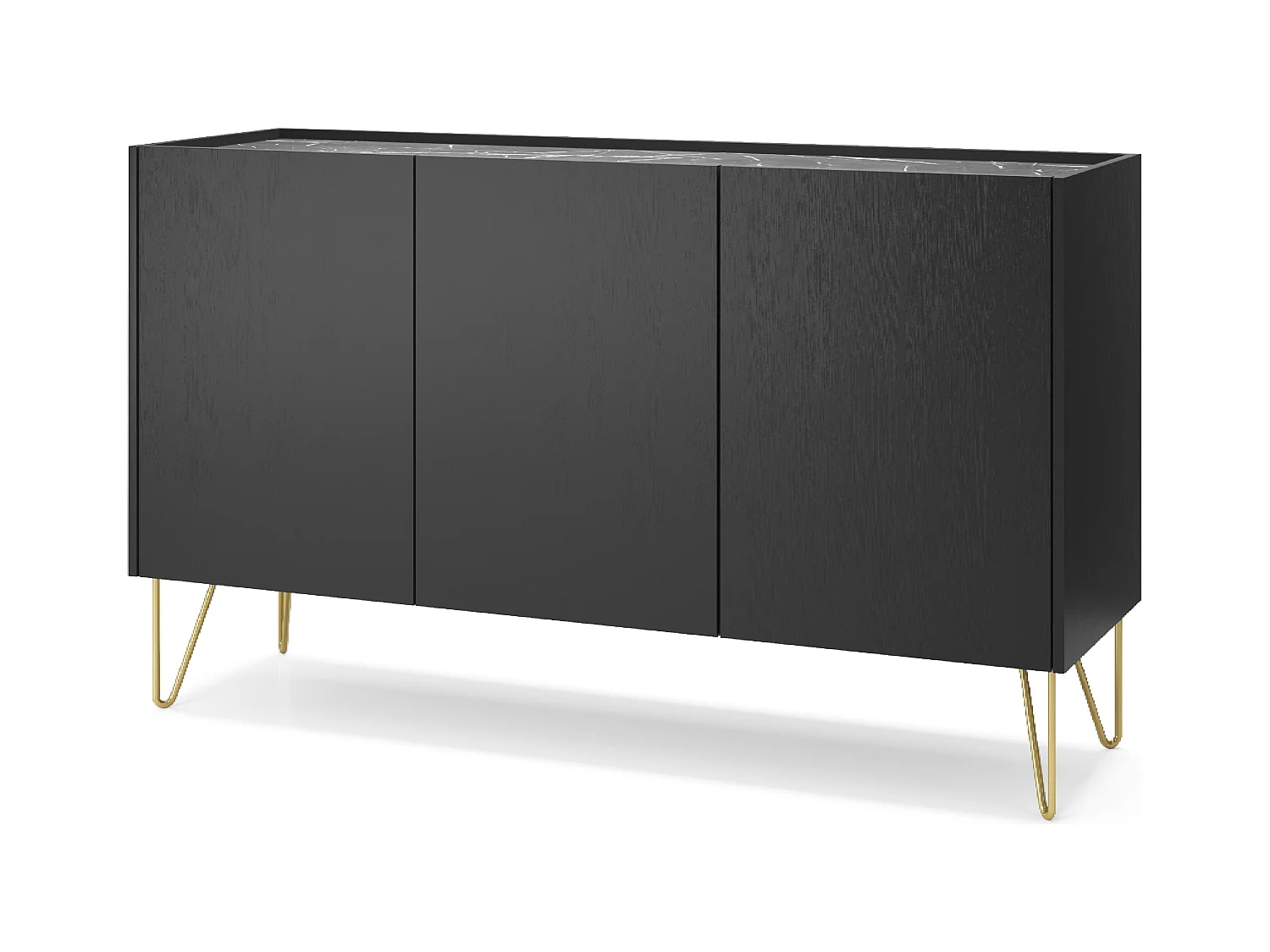 Buffet 3 portes avec plateau effet marbre 144x83 cm