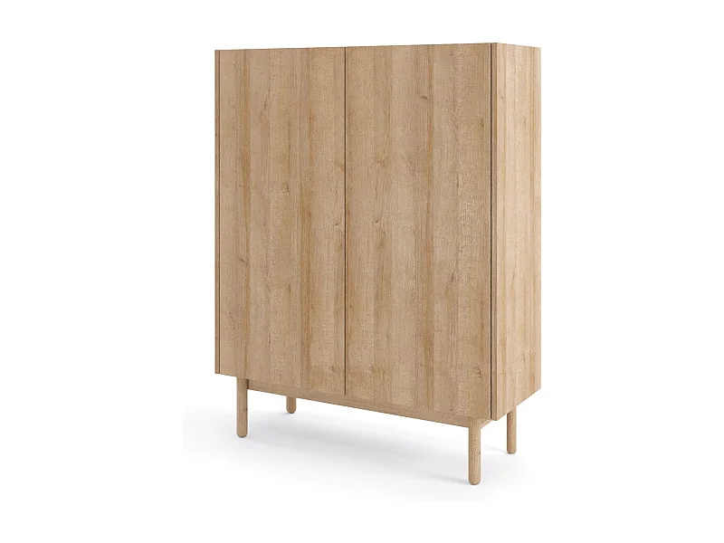 Buffet 2 deuren en houten lamellen 97x122 cm
