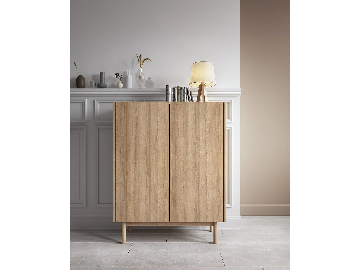 Buffet 2 portes en bois lamellé 97x122 cm