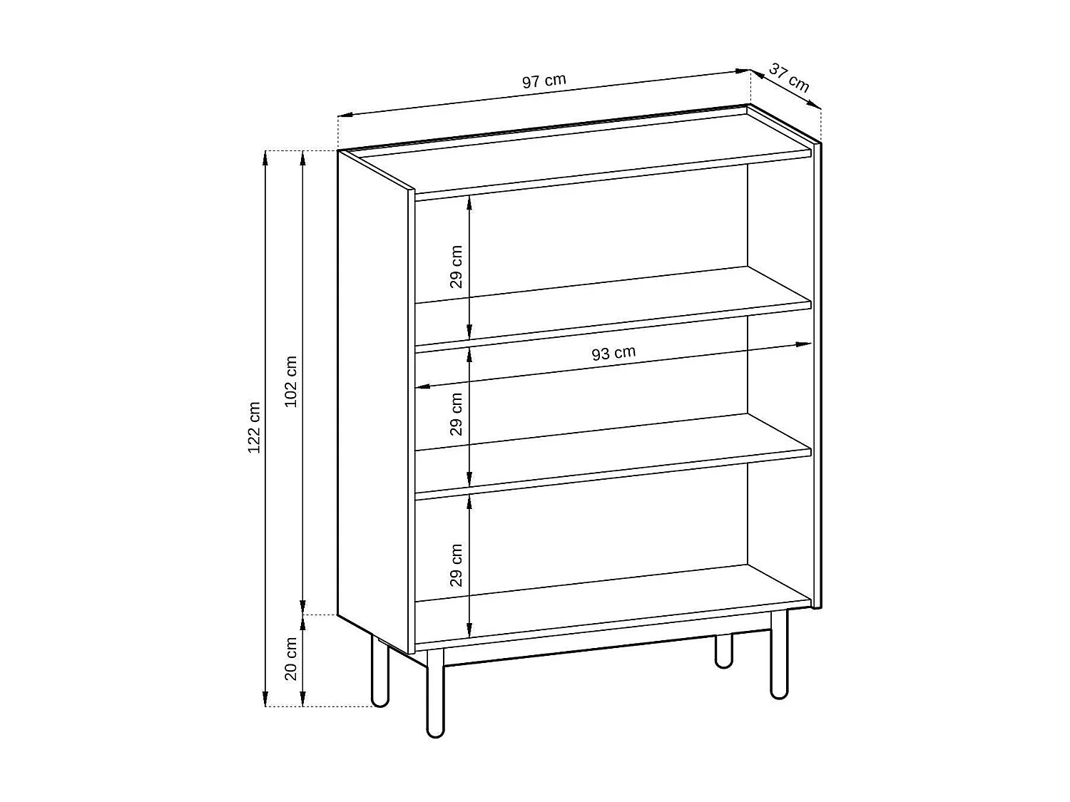 Buffet 2 portes en bois lamellé 97x122 cm