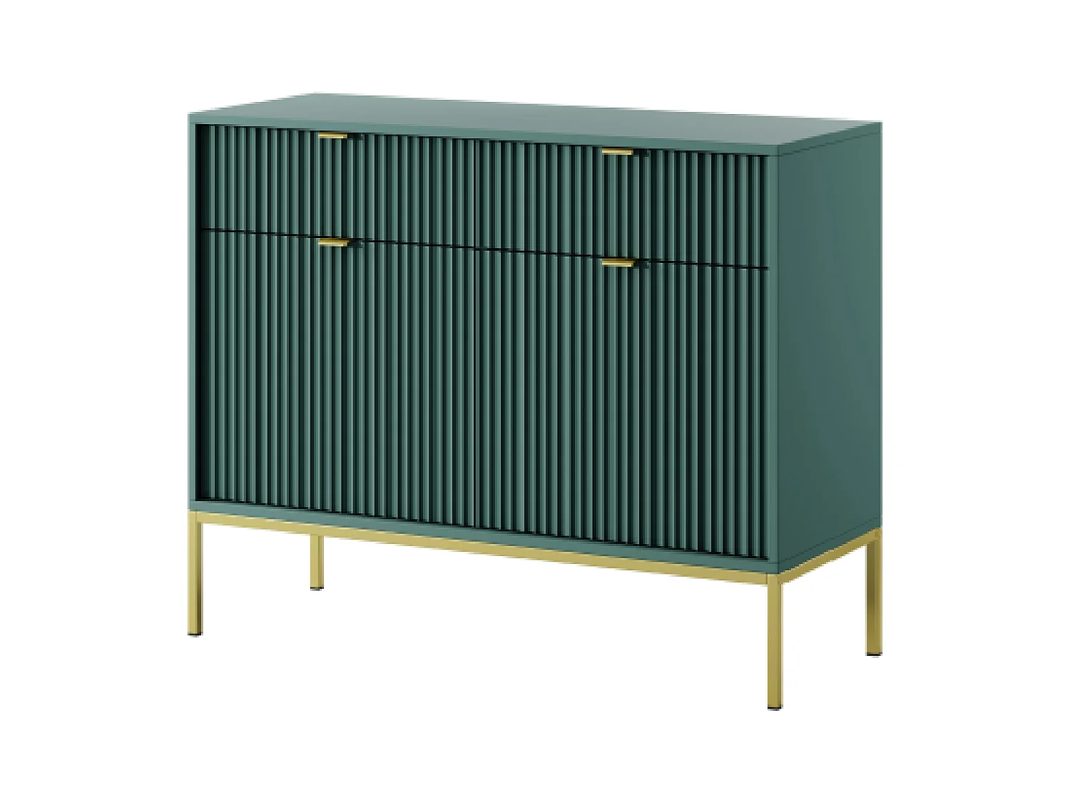 Sideboard mit 2 Türen und 2 Schubladen, mit goldenen Metallfüßen, 104 x 83 cm