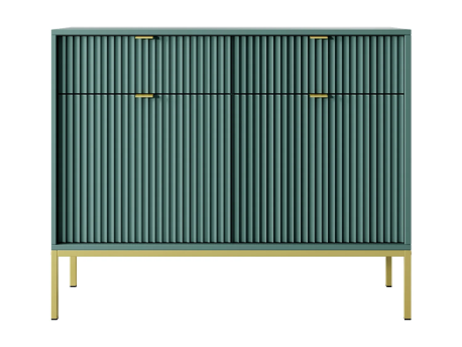 Buffet 2 portes, 2 tiroirs avec pieds en métal doré, 104x83 cm