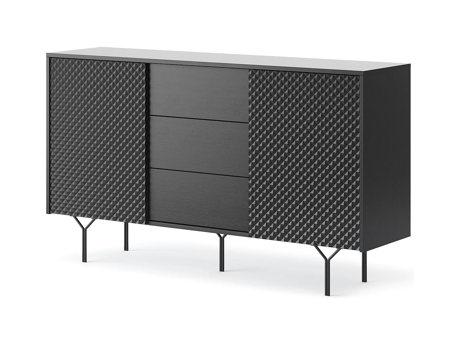 Buffet 2 portes et 3 tiroirs en bois lamellé, 144x83 cm