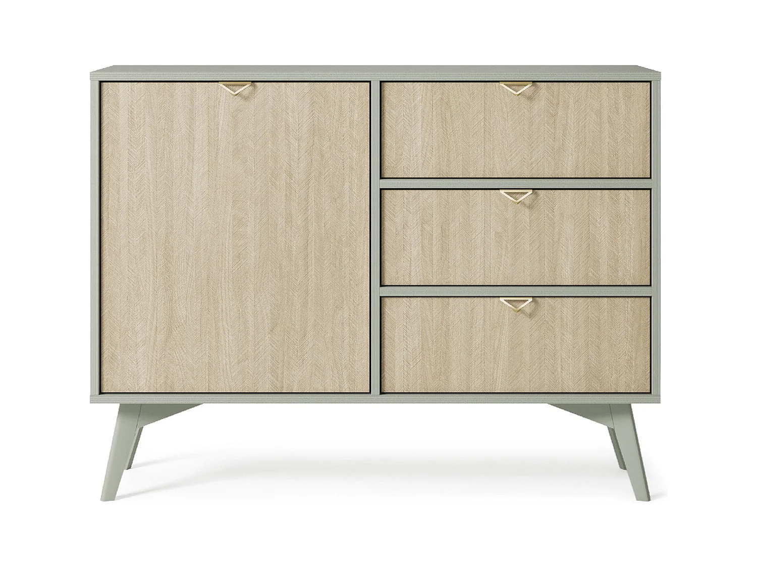 Sideboard mit 1 Tür und 3 Schubladen aus Schichtholz 106x80 cm