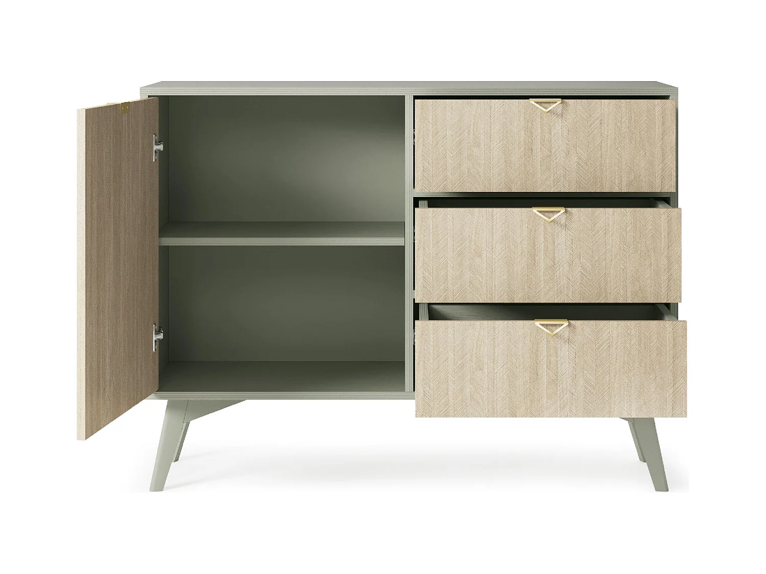Sideboard mit 1 Tür und 3 Schubladen aus Schichtholz 106x80 cm