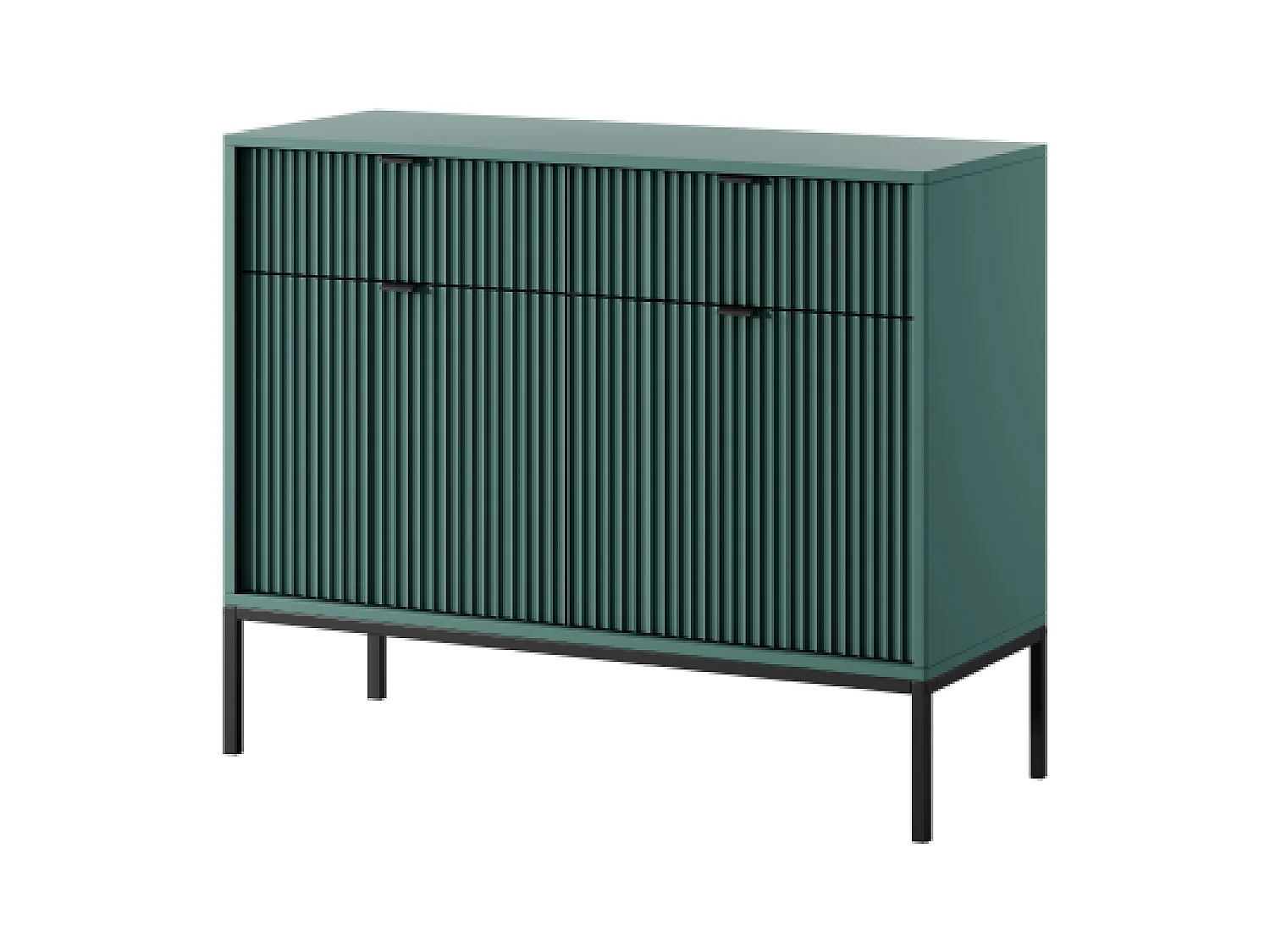 Sideboard mit 2 Türen und 2 Schubladen, mit schwarzen Metallfüßen, 104x83 cm