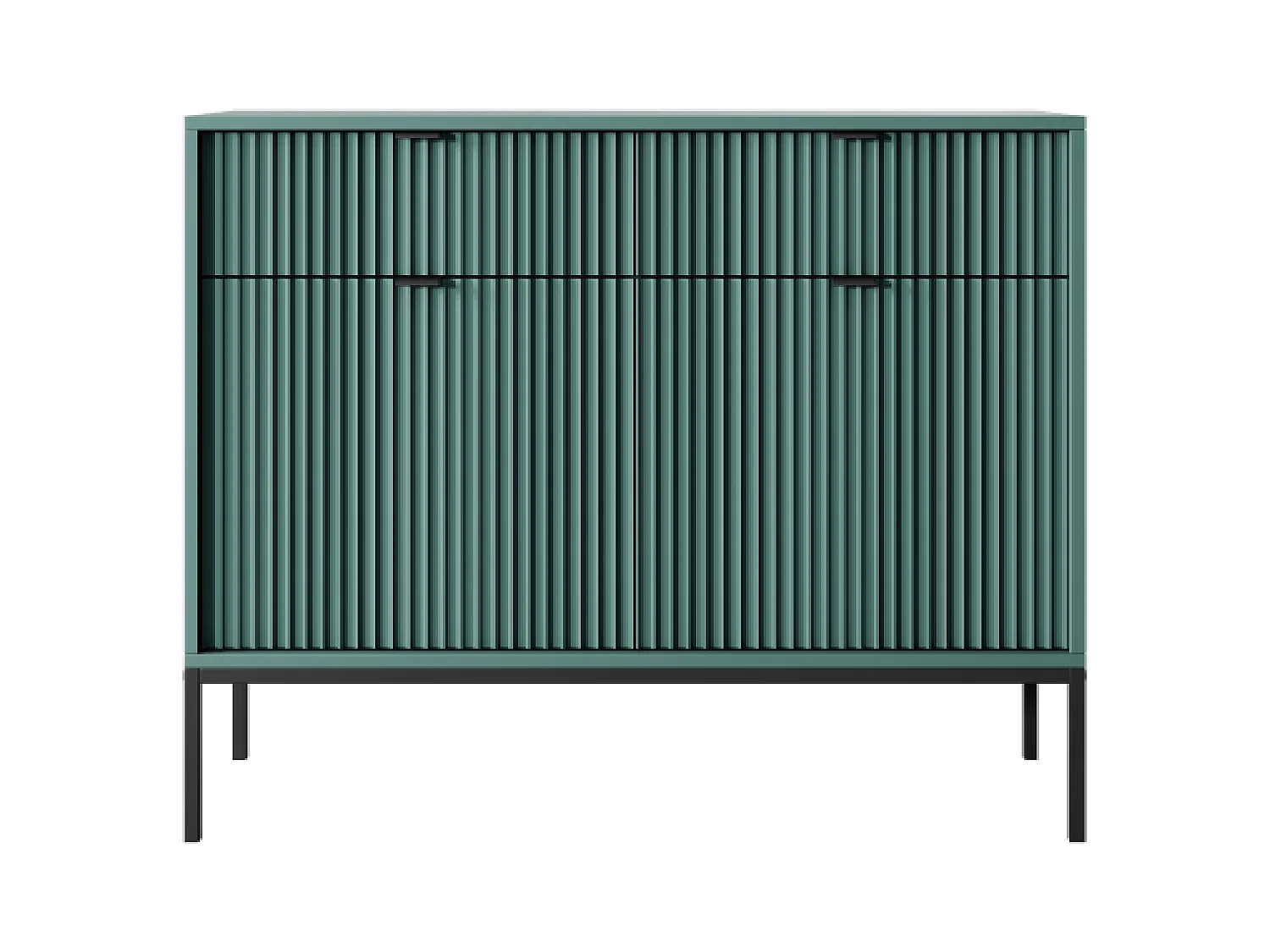 Sideboard mit 2 Türen und 2 Schubladen, mit schwarzen Metallfüßen, 104x83 cm