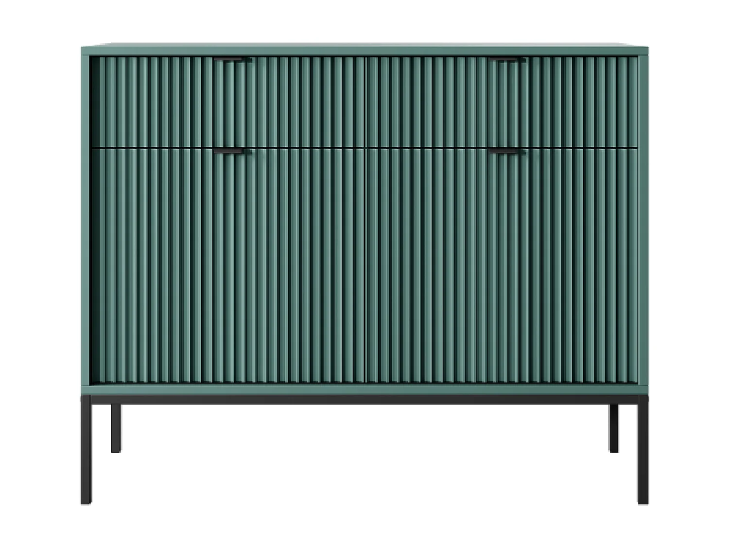 Buffet 2 portes, 2 tiroirs avec pieds en métal noir, 104x83 cm