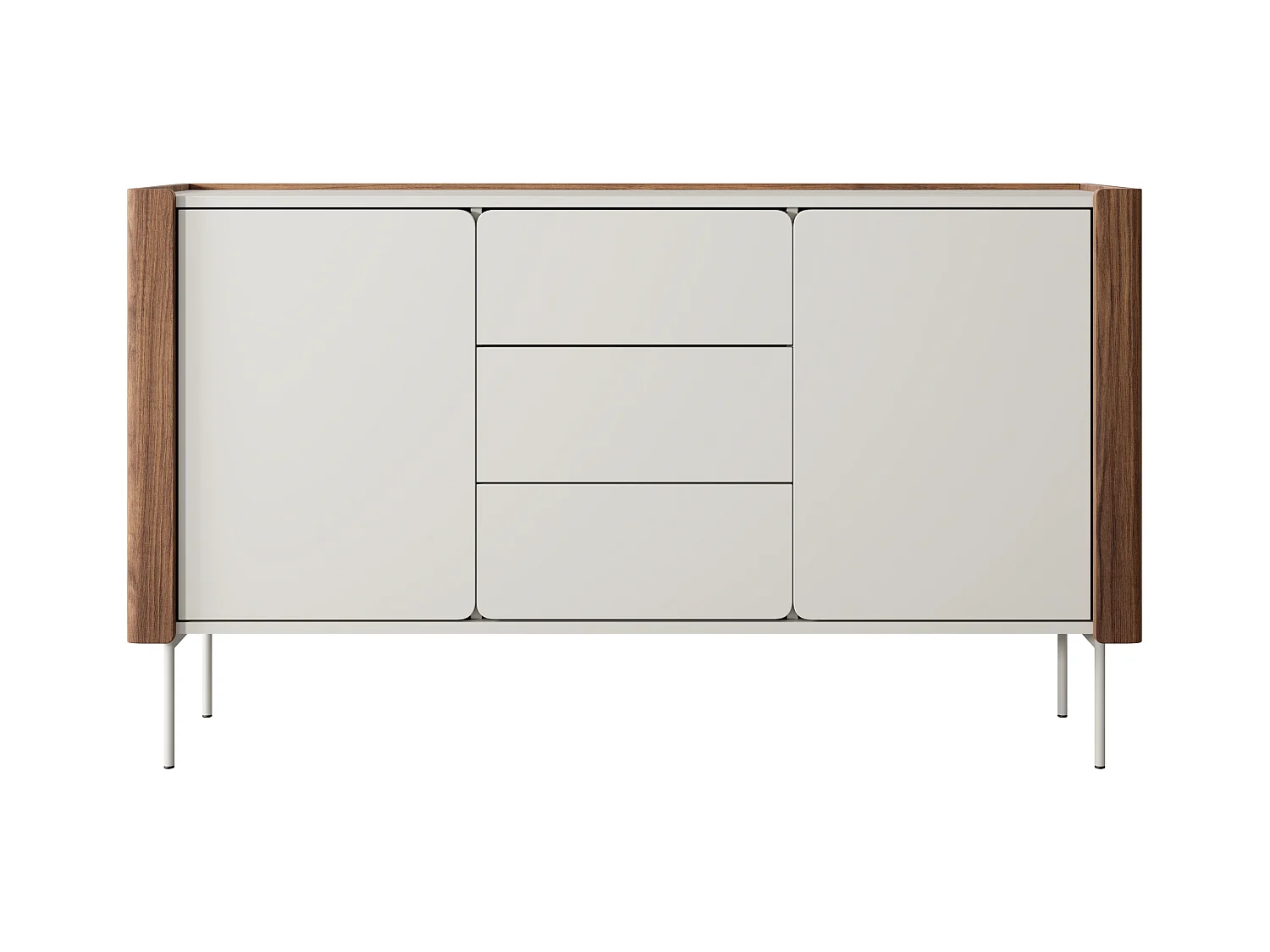Sideboard mit 2 Türen und 3 Schubladen aus Walnuss- und Kaschmir-Laminatholz, 141 x 82 cm