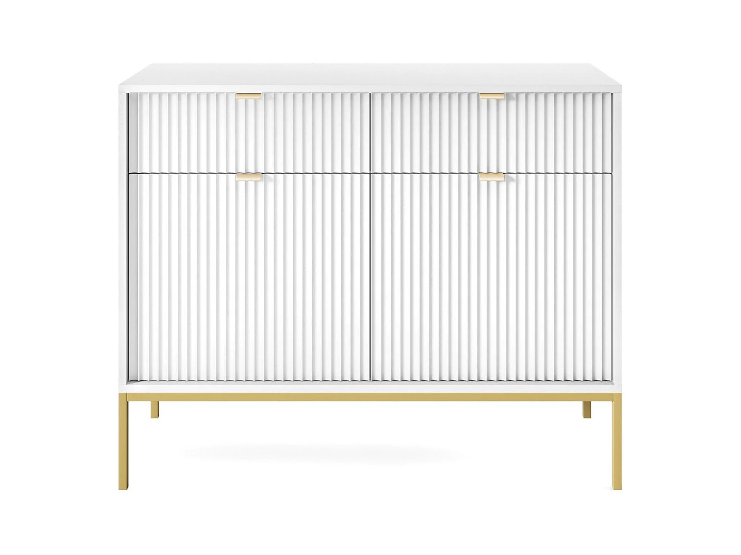 Madia 2 ante 2 cassetti con piedi in metallo oro 104x83 cm