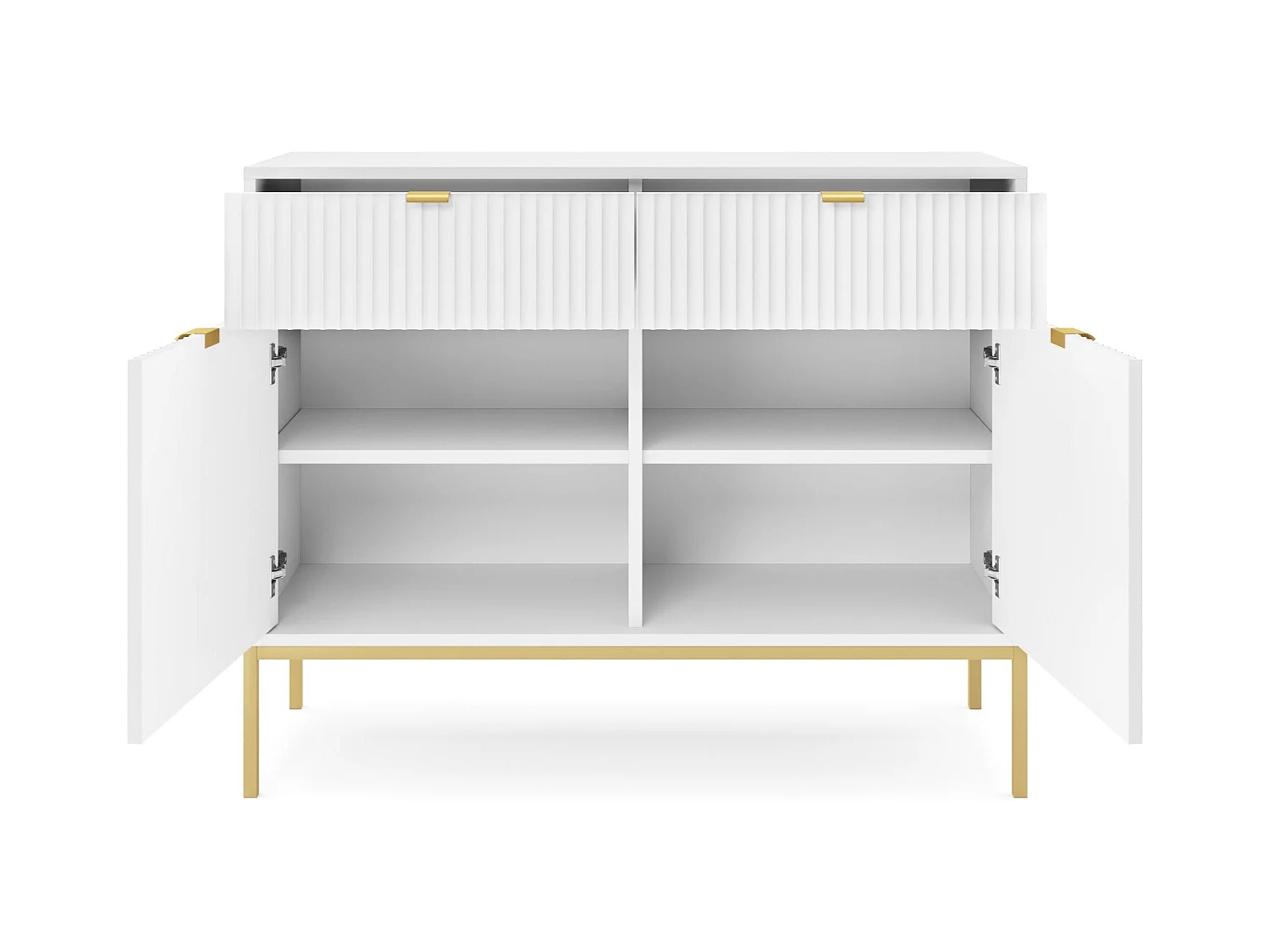 Madia 2 ante 2 cassetti con piedi in metallo oro 104x83 cm