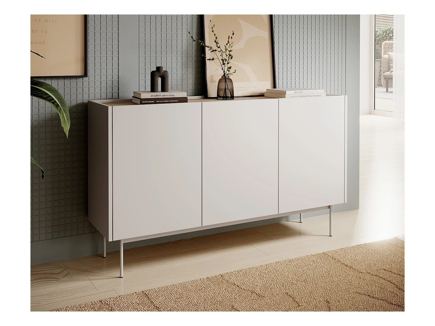 Buffet 3 portes en bois lamellé 144x83 cm