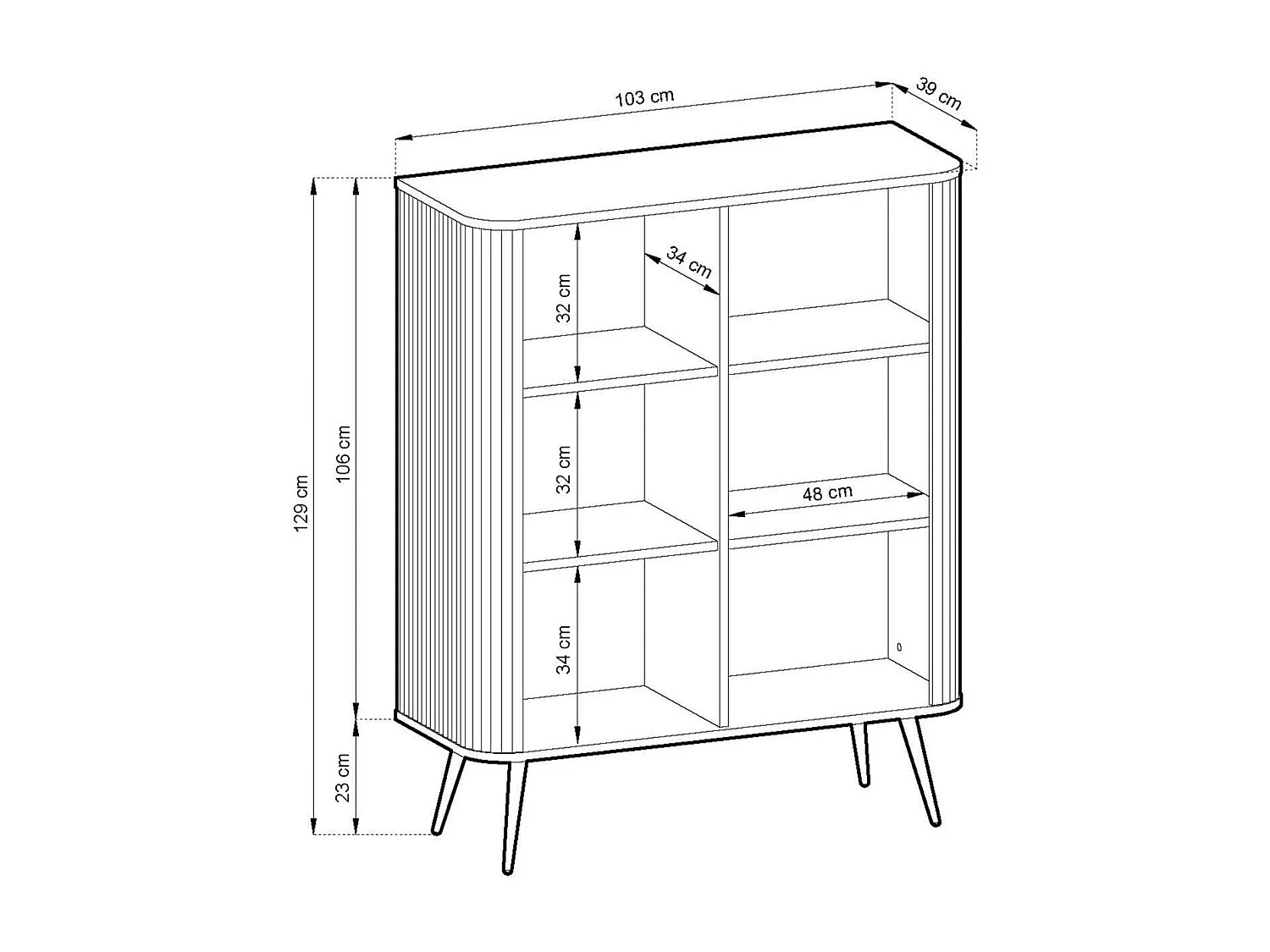 Buffet 2 portes avec piètement en métal noir 129x103 cm