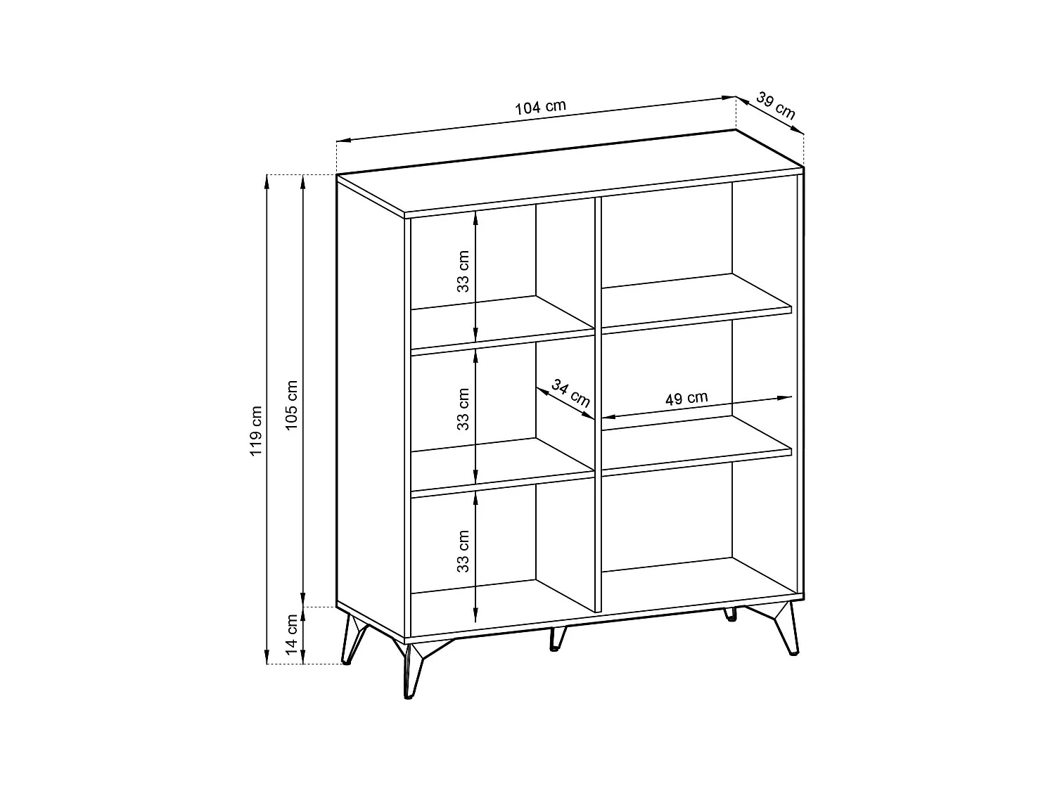 Buffet 2 portes en bois lamellé 104x119 cm